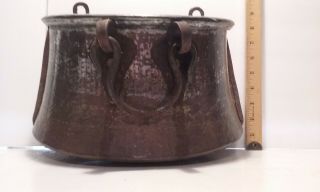 Vintage Hammered Copper And Brass Half Bucket Pail Pot Planter Wall Pocket Decor
