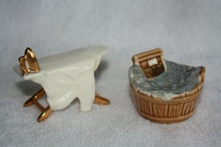 Arcadia Miniature Ironing Board And Wash Tub Mini Salt And Pepper Set