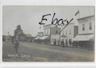 Early Postcard Main Street Train Station Brock Saskatchewan