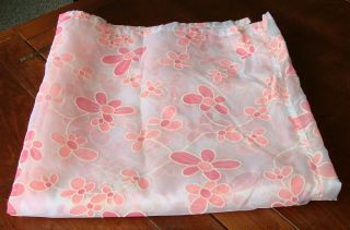 Vintage Fabric Flocked Flower Sheer Shower Curtain 72 