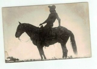Antique Real Photo Rppc Post Card Cowboy Dewey Rollins As Silver Dollar Jack