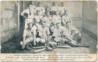 Antique Postcard 1908 Baseball Team Players Marion Western Kentucky Ky