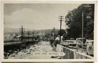 Vintage Postcard Black Creek Weatherly Pa.  Carbon Co.  Railroad Tracks Cars Bus