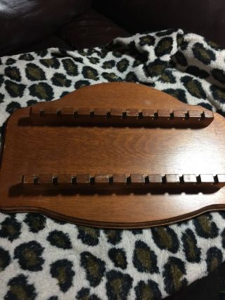 Vintage Wooden Souvenir Spoon Collector Wall Display Rack Holder Holds 22 Spoons