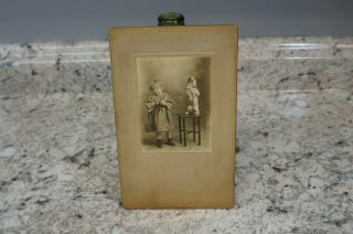 Antique Cabinet Photo Little Girl W/ Dog Doing A Trick 7 3/4 " X 4 3/4 "