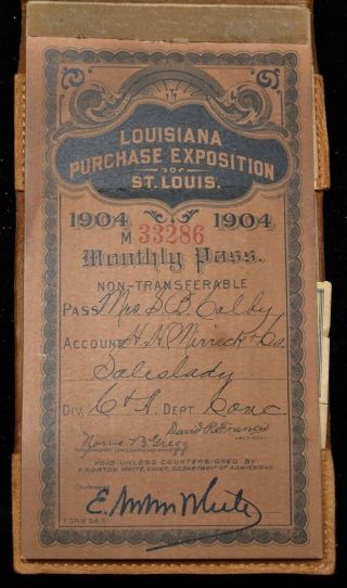 1904 Louisiana Purchase Exposition St.  Louis Monthly Pass 33286 - Bessie Colby