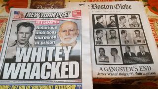 Whitey Bulger Murdered Mob Boss - Boston Globe & York Post 10/31/2018
