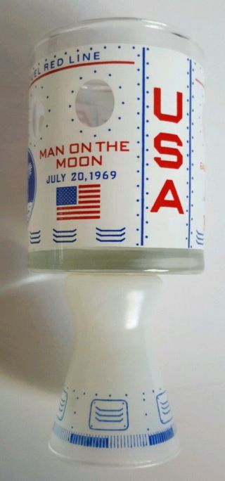 1969 Apollo 11 Moonshot Liquor Glass With Shot Glass Base