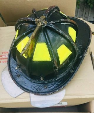 Leather Fire Helmet With Bourke Flip Down Shield