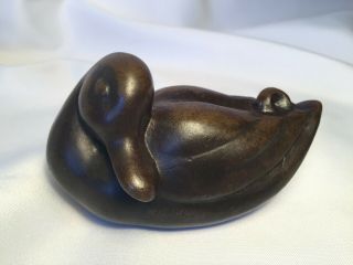 Svend Lindhart Danish Bronze Sculpture Duck Bird Figurine 1940s Art Deco Denmark