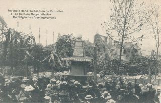 1910 Brussels Universal Exposition Incendie Section Belge Fire In Belgian Sectio
