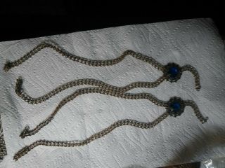 hanging oil kerosene library parlor lamp blue jeweled side chain separator part 5