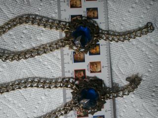 hanging oil kerosene library parlor lamp blue jeweled side chain separator part 6