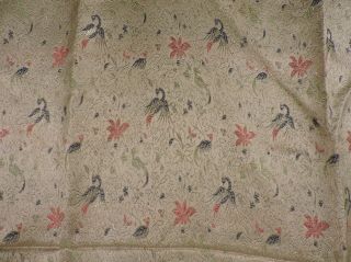 Vintage 1950’s Metallic Gold Lame Woven Fabric W Bird And Floral Pattern