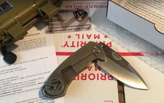 Medford Knife Tool Theseus Knife Tumbled D2 Bronze Titanium Scales Edc Folding