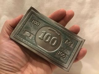 Rare W.  T.  Wilson Inc.  Monopoly Money $100 1998 Pewter Paperweight Usa Game Gift