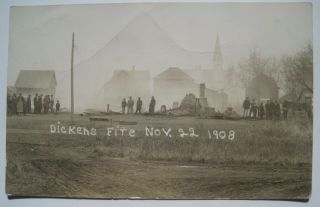 Dickens Fire Nov.  22,  1908 Old Rppc Postcard; To Mary Anderson,  Ruthven Iowa
