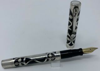 Sheaffer Nostalgia Fountain Pen Model 800 Sterling Silver Overlay Pen 18k Nib