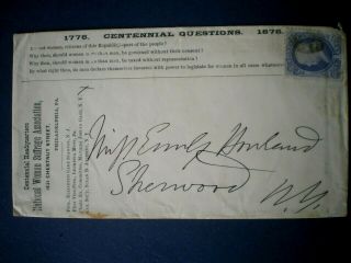Women Suffrage Envelope Votes For Women Centennial 1876 Susan B Anthony National