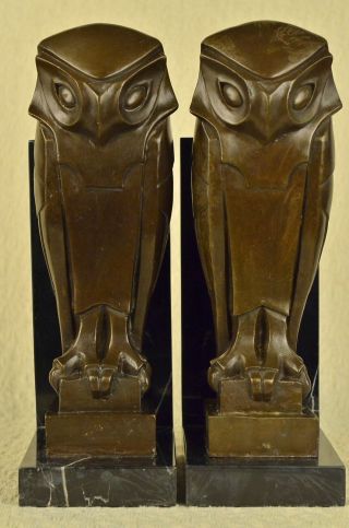 Art Deco Bronze Owl Bookend Sculpture 14 