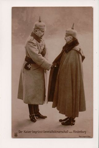 Vintage Postcard Kaiser Wilhelm Ii With German Field Marshal Von Hindenburg