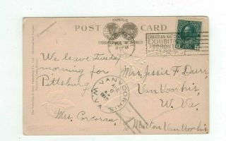 CANADA antique 1912 embossed post card 