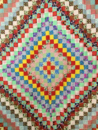 Vintage Large 1960 ' s Trip Around the World Quilt Top 3