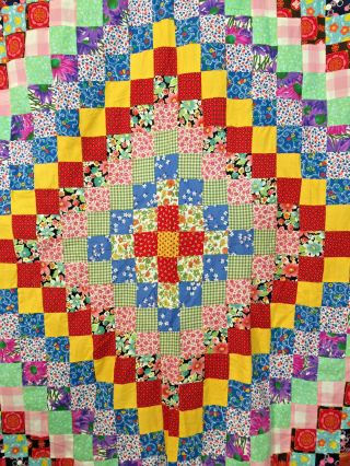 Vintage Large 1960 ' s Trip Around the World Quilt Top 4