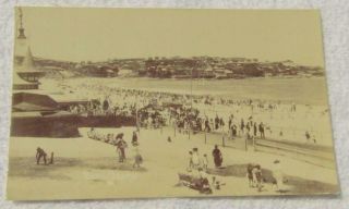 Early Australia Rppc Postcard Bondi Beach Near Sydney Beachgoers Water