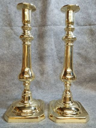 Virginia Metalcrafters / Harvin Brass Candlesticks,  15 3/8 Inches Tall.