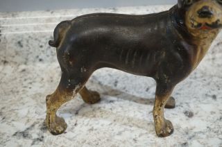 Antique Paint Cast Iron Boxer Dog Doorstop 8 1/2 