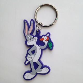 Vintage 1997 Warner Bros Looney Tunes Bugs Bunny Carrot Rubber Keychain Applause