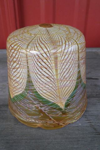 Durand Pulled Feather Threaded Iridescent Aureane Art Nouveau Deco Lamp Shade