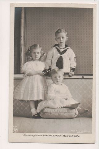Vintage Postcard Princess Sibylla,  Prince Leopold,  Hubertus Saxe - Coburg Gotha