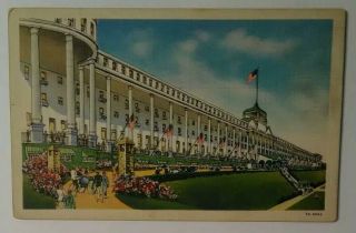 Vintage Michigan Linen Postcard Grand Hotel Mackinac Island Mi Postmark 1936