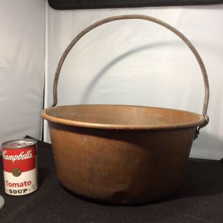 Antique Copper Cauldron Apple Butter Kettle Pot Jam Jelly Preserve Pan Heavy