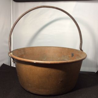 Antique Copper Cauldron Apple Butter Kettle Pot Jam Jelly Preserve Pan HEAVY 3