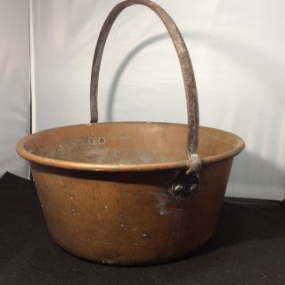 Antique Copper Cauldron Apple Butter Kettle Pot Jam Jelly Preserve Pan HEAVY 4