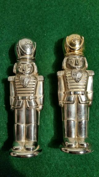 Christmas Nutcrackers Soldier Salt And Pepper Shakers Silver Plated By Godinger