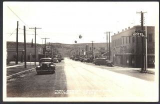 Rppc,  Main St Looking East,  Sanderson,  Tx,  Mobilgas Flying Red Horse & Coca Cola