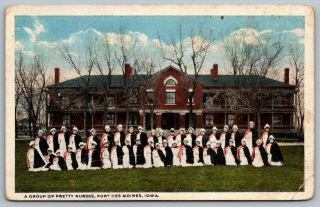 Fort Des Moines Ia Wwi Army Post Group Of Pretty Nurses C1917 Postcard