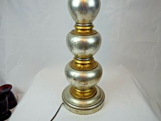 James Mont for Frederick Cooper Silver and Gold Leaf Stacked Ball Table Lamp 4