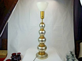 James Mont for Frederick Cooper Silver and Gold Leaf Stacked Ball Table Lamp 7