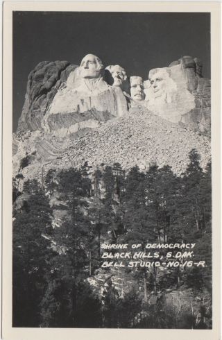 South Dakota Sd Real Photo Rppc Postcard Shrine Of Democracy Mount Rushmore