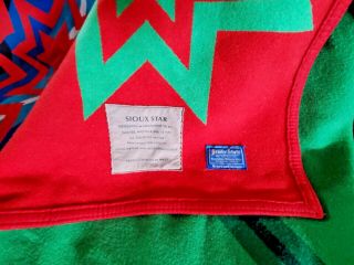PENDLETON BEAVER STATE Wool Red & Green Blanket 66 X 80 Sioux Star Design 2