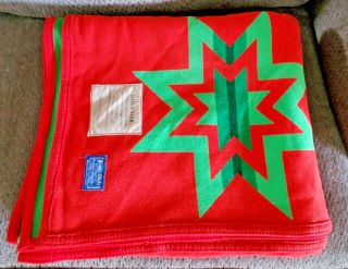 PENDLETON BEAVER STATE Wool Red & Green Blanket 66 X 80 Sioux Star Design 3