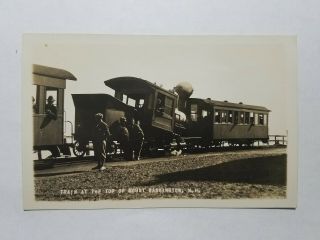 1930 Real Photo Postcard Train At Top Mt Washington Hampshire Nh No Res