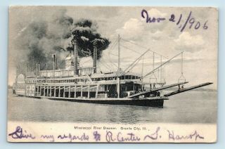 Granite City,  Il - Mississippi River Steamer - 1900s Udb Steam Boat Postcard