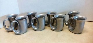 Grouping Of (8) Vintage Wilton Armetale Rwp Usa Pewter French Horn Mugs Tankards