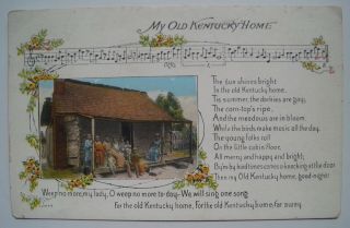 My Old Kentucky Home Song Vintage 1924 Black American Postcard; Family Cabin